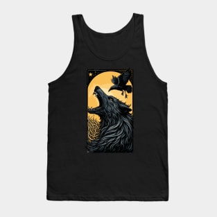 Retro dark wolf and raven Tank Top